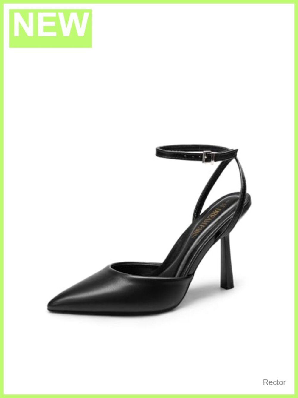 Pointed Toe Ankle Strap Pumps High Heels Faux Leather